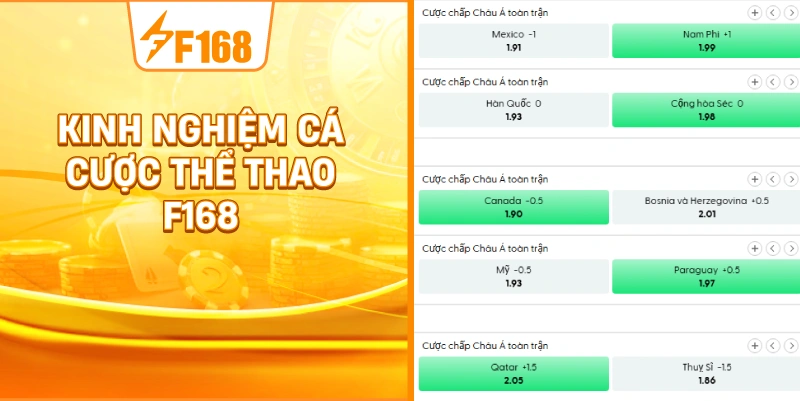 Kinh Nghiệm Cá Cược Thể Thao F168