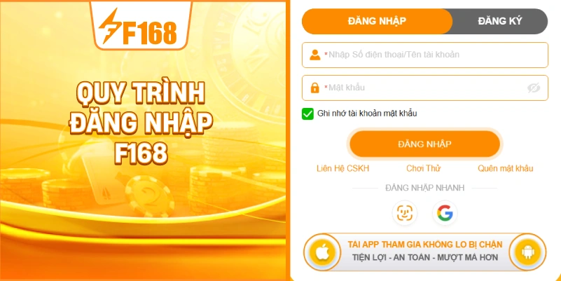 Quy Trình Đăng Nhập F168